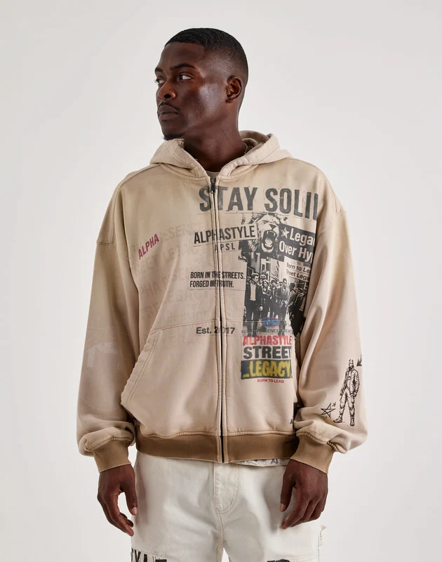 AlphaStyle Ervie Workwear Full-Zip Fleece Hoodie LG