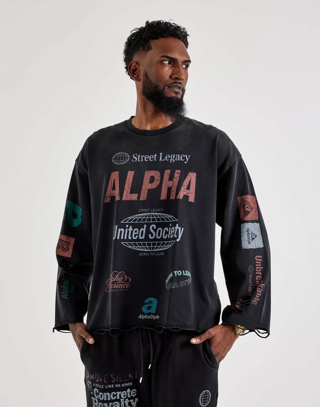 AlphaStyle Graphic Long-Sleeve Tee SM
