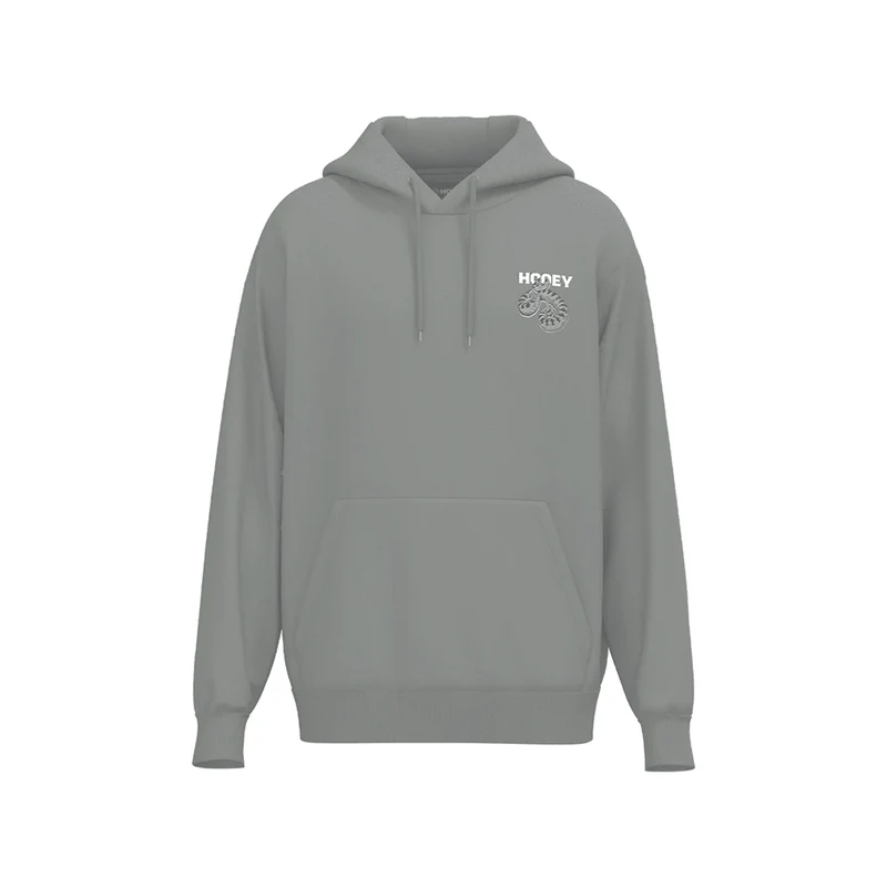 Hooey Men's Rattler Hoodie Grey w/ Black and White Snake Logo L