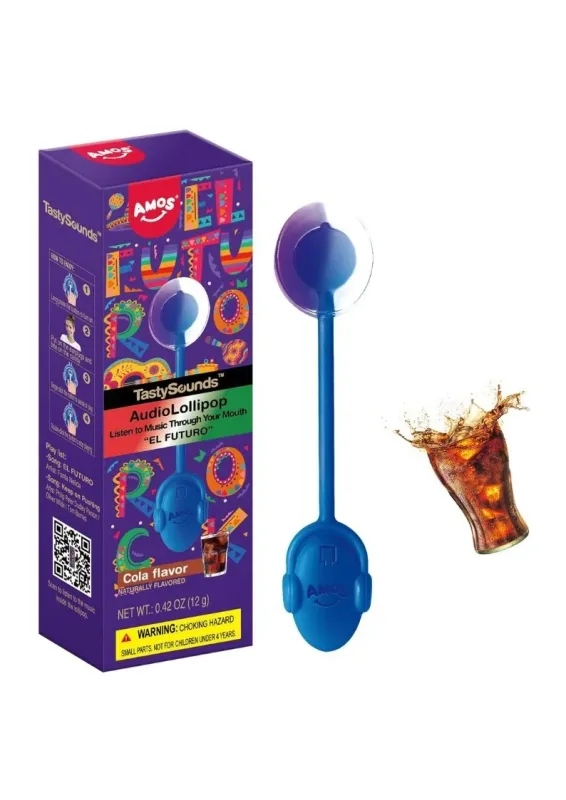 AMOS TASTYSOUNDS COLA S/F AUDIO LOLLIPOP 12g - Pirulito musical. Origem: China