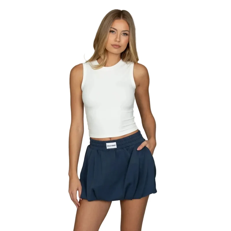 Gold Hinge Women's Luxesoft Bubble Skirt STONE NAVY / LARG