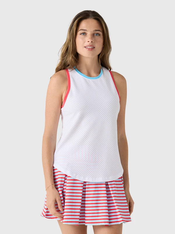 Addison Bay Women's Active Mesh Everyday Tank L / SUPER WHITE/RUBY