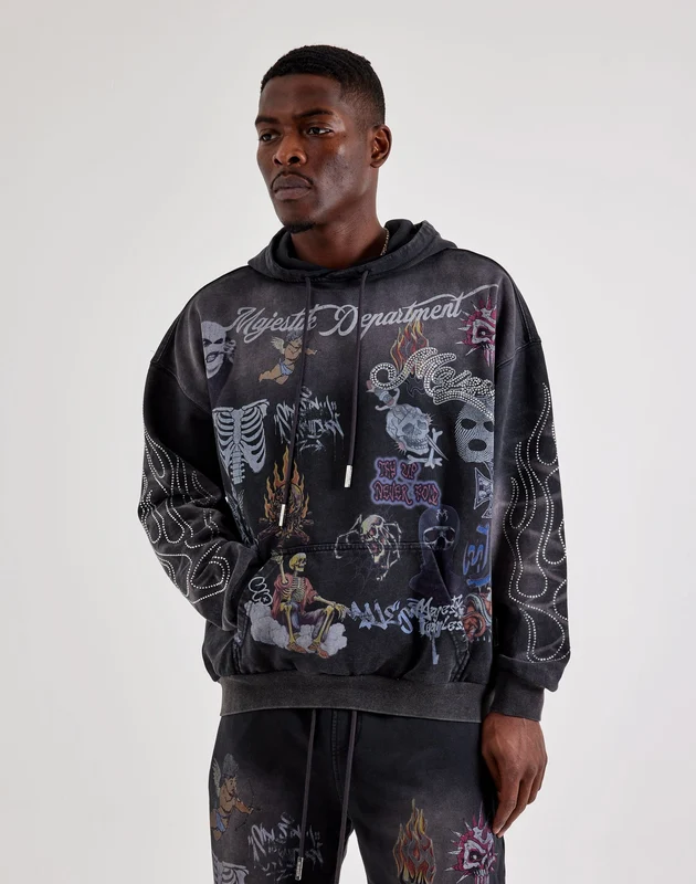 Majestik Allover Graphic Collage Hoodie SM