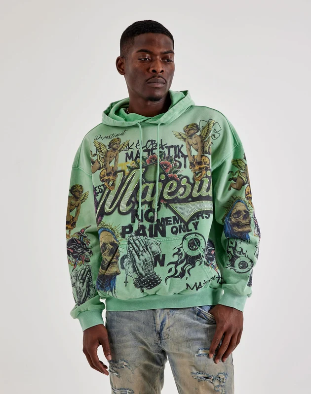 Majestik No Pain All-Over Graphic Hoodie SM