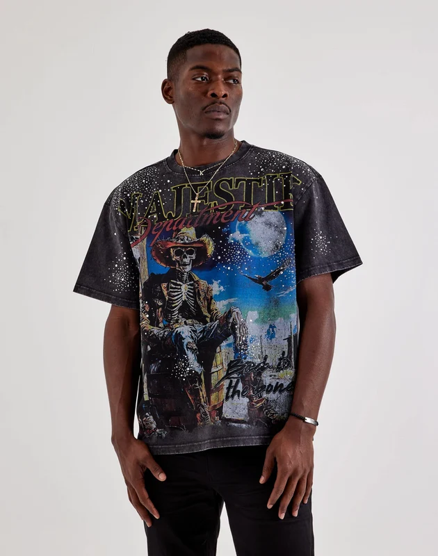 Majestik Bad To The Bone Rhinestone T-Shirt SM
