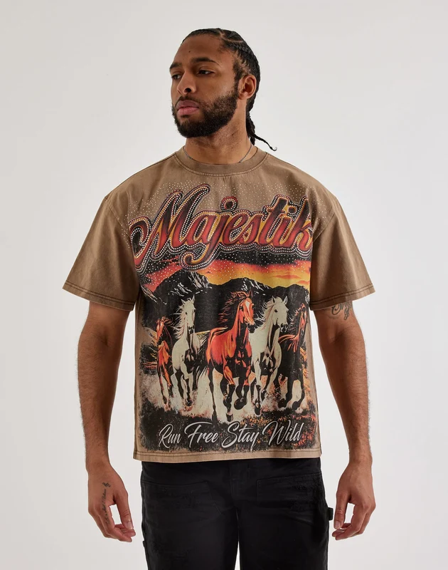 Majestik Run Free Rhinestone Tee XLG