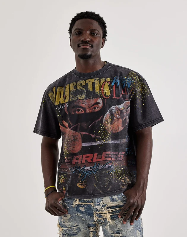 Majestik Fearless Ninja Rhinestone Tee MED