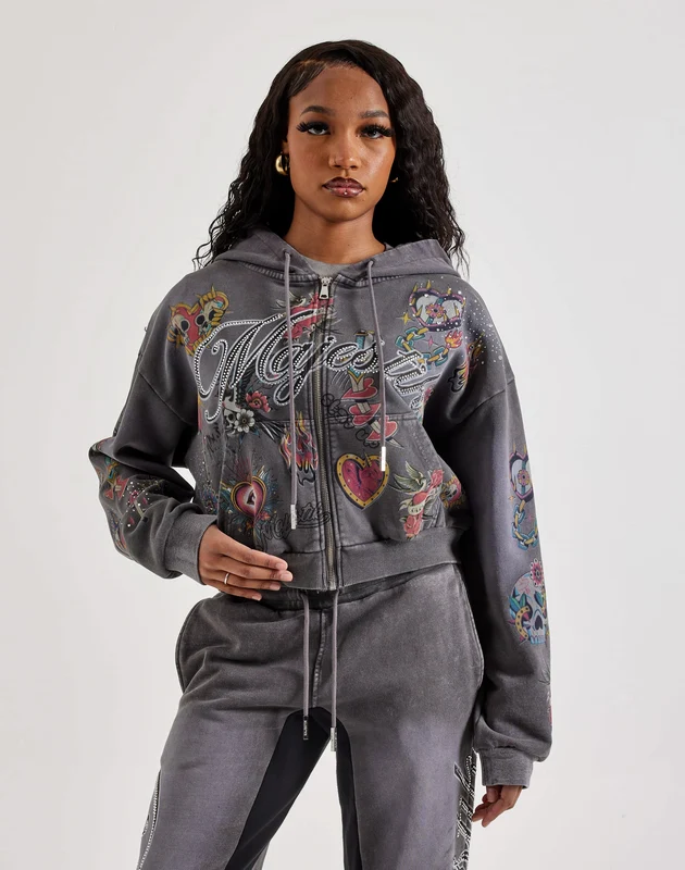 Majestik Allover Print Full-Zip Fleece Hoodie SM