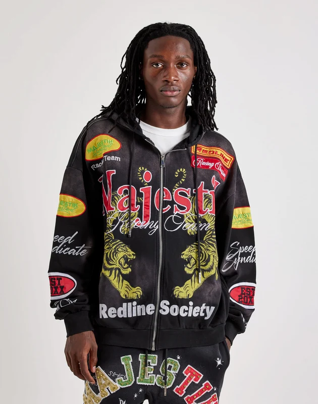 Majestik Redline Society Full-Zip Fleece Hoodie LG