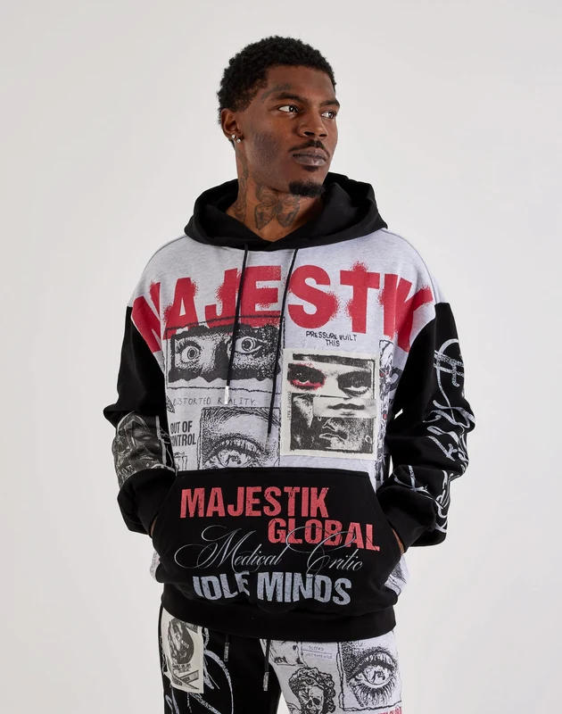 Majestik Idle Minds Pullover Fleece Hoodie LG
