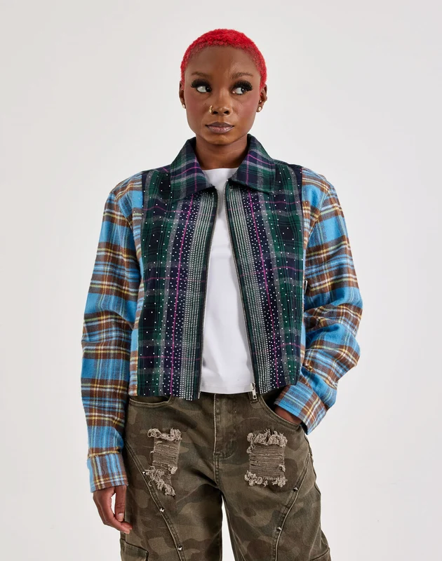 Majestik Embellished Flannel Shirt MED