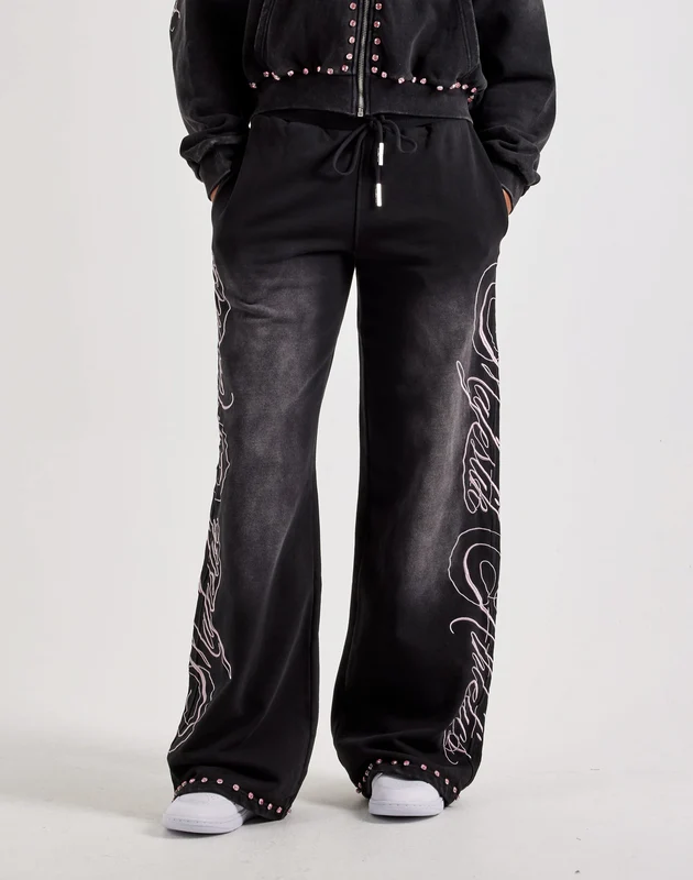 Majestik Side Logo Rhinestone Fleece Pants SM