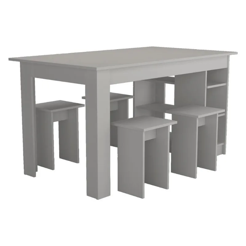 Mesa B21 4 Lugares Tampo em MDP com Nichos 140cm Branco Nova Mobile