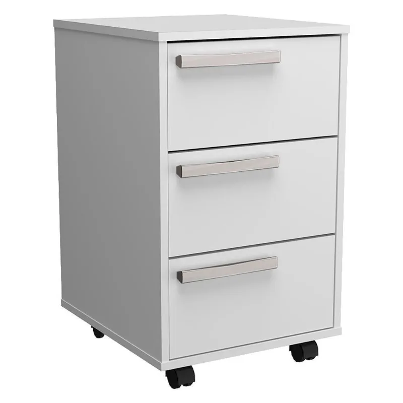 Gaveteiro para Escritório B26 Moderno 3 Gavetas com Rodízios Branco Nova Mobile