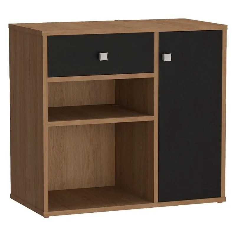 Armário Multiuso B39 1 Porta 3 Prateleiras 65cm Preto Mell Nova Mobile