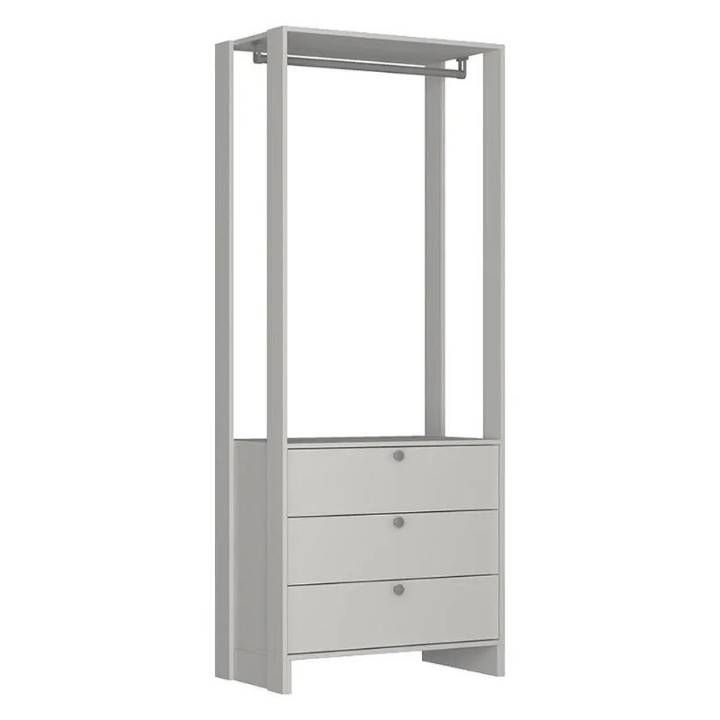 Closet Modulado EY102 3 Gavetas MDP 200x80cm Branco Nova Mobile para Quarto