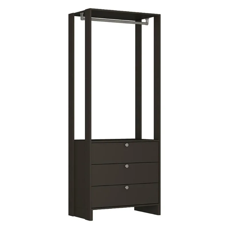 Closet Modulado EY102 3 Gavetas MDP 200x80cm Grafite Intenso Nova Mobile