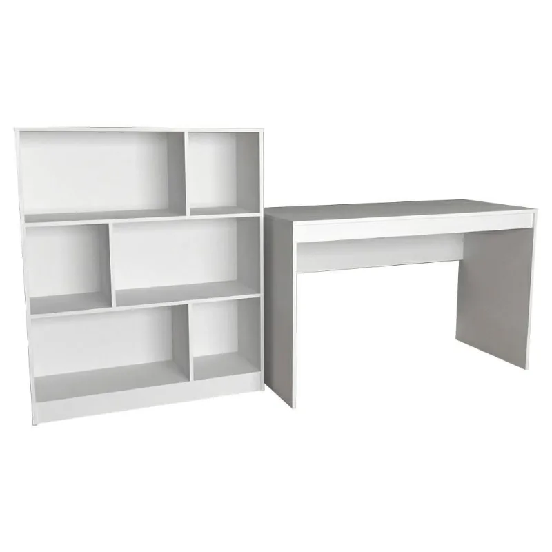 Mesa Escrivaninha e Estante B28 Moderno sem Gavetas MDP 120cm Branco Nova Mobile