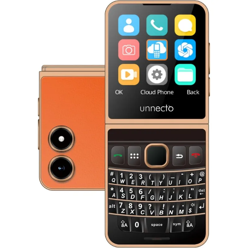 Celular Unnecto Snap USN01 4G Dual SIM Plegable Con Tecladoranja QWERTY Y USB-C Na