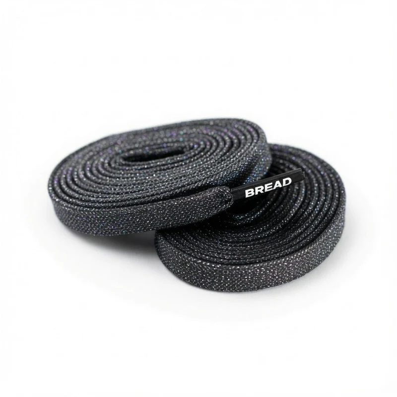 Bread Sparkly Flat Laces Black / 54"