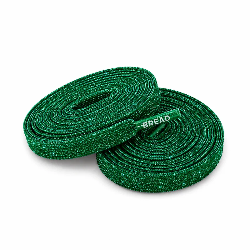 Bread Sparkly Flat Laces Green-Dark / 45"