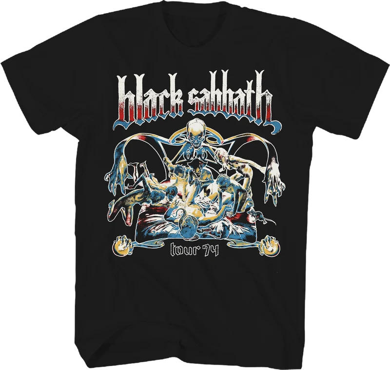 Front & Back US Tour '74 Black Sabbath T-Shirt Medium
