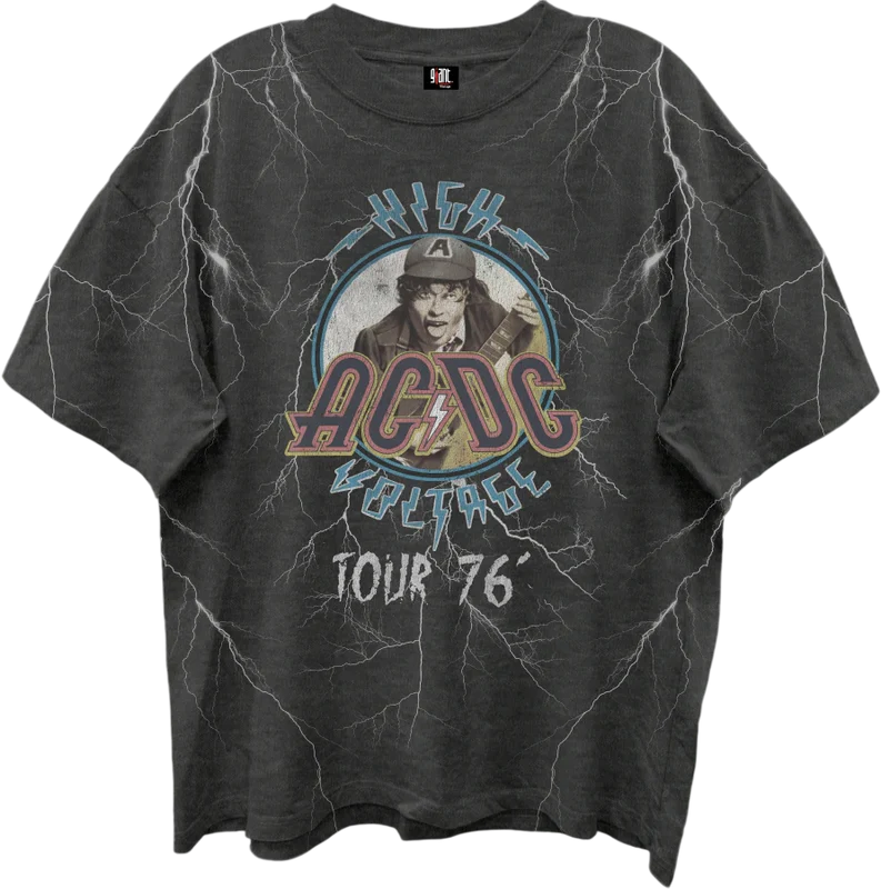 Front & Back High Voltage Tour 76 ACDC Oversized T-Shirt Large