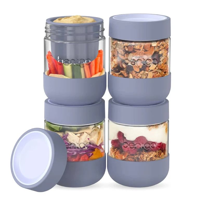 Glass Food Jars 4-Pack 16 Fl Oz - Serene Blue Open Box