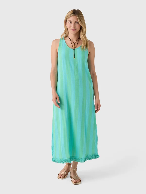 Sitano Women's Positano Midi Tank Dress XS / BLUE/GREEN CABANA STRIPES