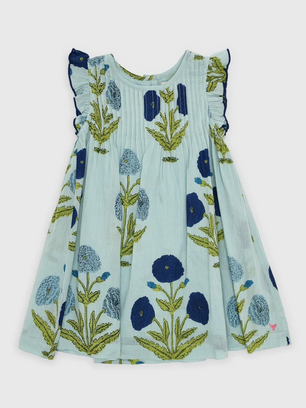 Pink Chicken Girls' Jaipur Dress 6Y / LIGHT BLUE DANDELION