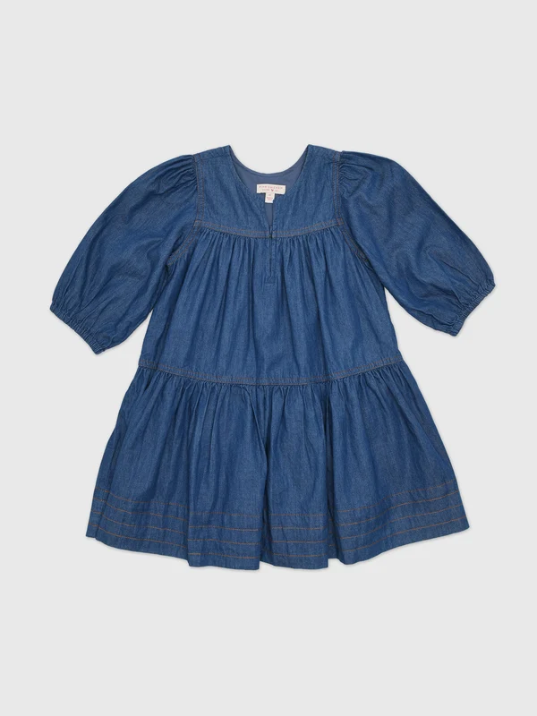 Pink Chicken Girls' Sawyer Dress 2Y / CHAMBRAY