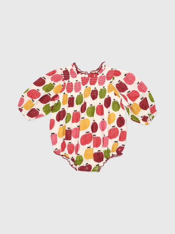 Pink Chicken Baby Girls' Stevie Puff Sleeve Bubble 3/6M / PINK DELICIOUS APPLES