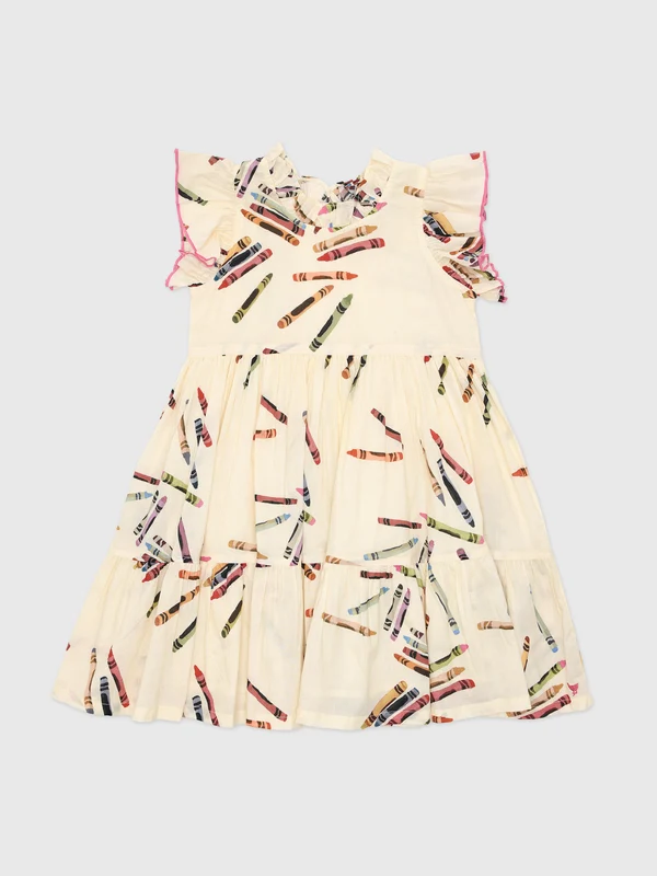 Pink Chicken Girls' Jennifer Dress 5Y / TOSSED CRAYONS