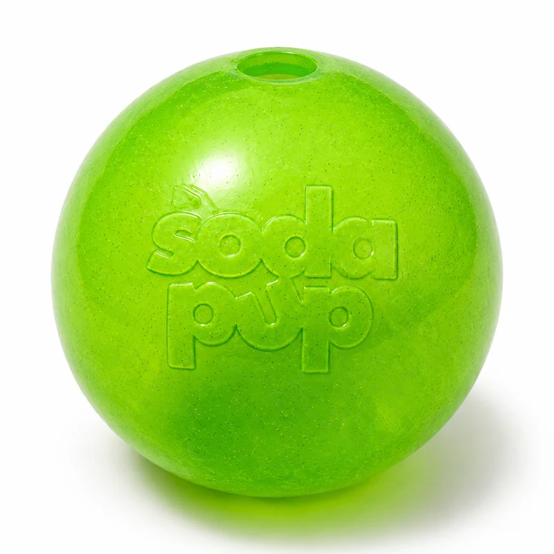 Glitter Ball Dog Toy | Soft PUP-X Rubber Floating Fetch Ball with Treat Dispenser | USA Made Green Glitter