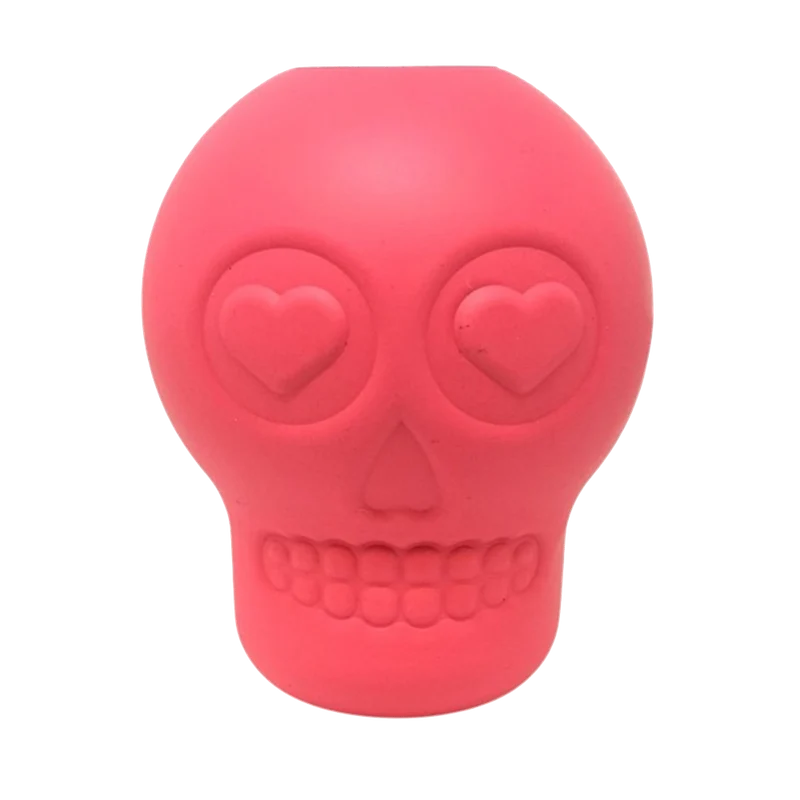 Sugar Skull Dog Chew Toy & Treat Dispenser - USA Made | SodaPup LARGE PINK SKULL