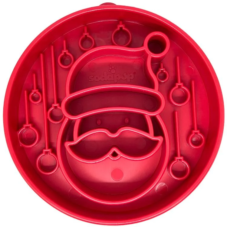 Deep Slow Feeder Dog eBowl Jolly Santa Santa eBowl - red