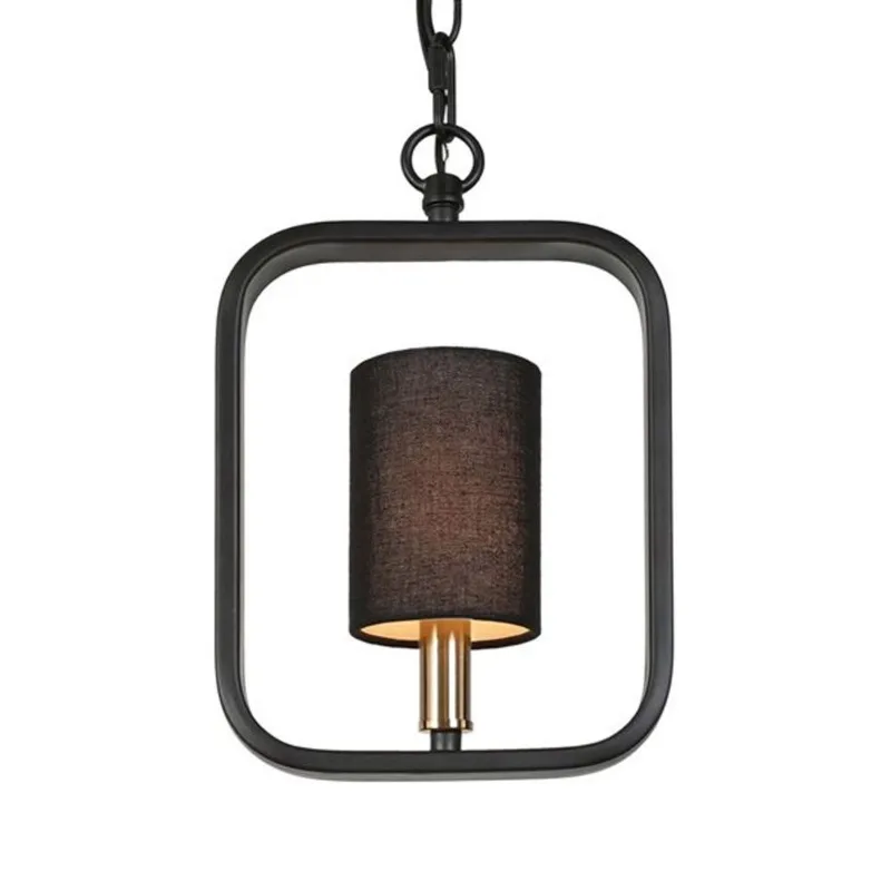 Uolfin 1-Light Black Fabric Shade Pendant Light - Cylinder Shape - 60-in H