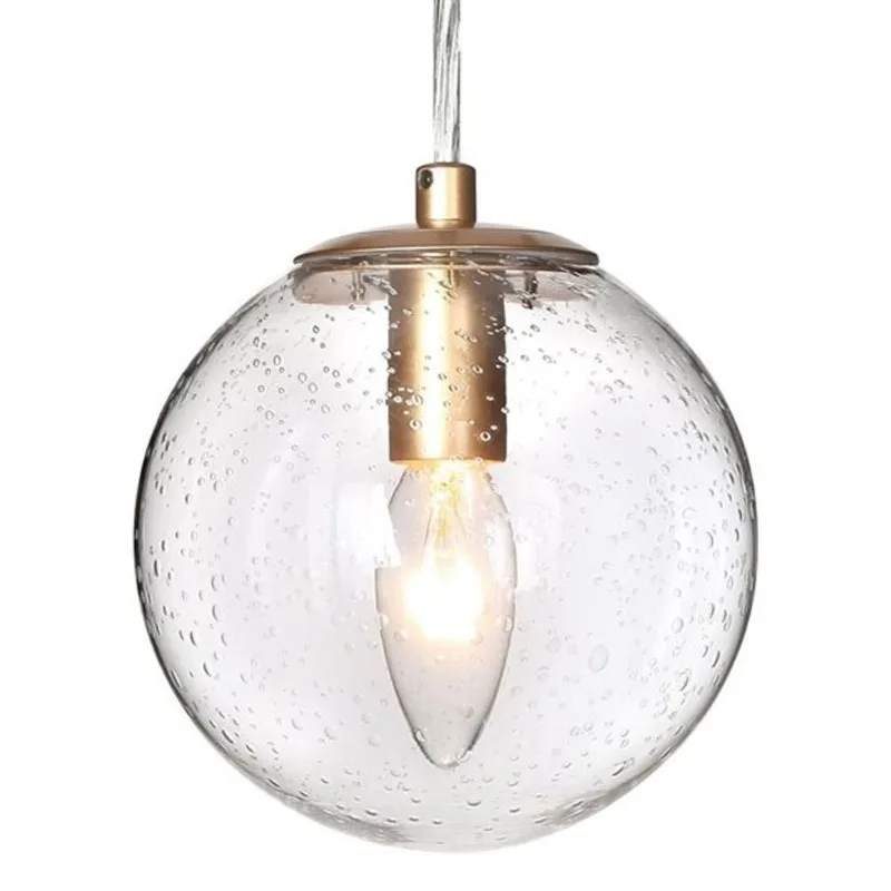 Uolfin 1-Light Pendant Light with Clear Seeded Glass Globe Shade - 59-in H