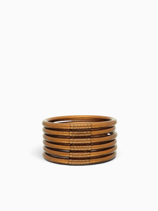 Saddle All Weather Bangles (Set Of 6) - Serenity Prayer Bronze / S