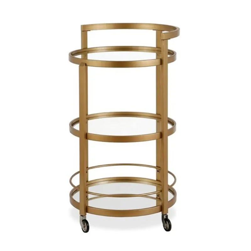 Hailey Home Hause 36 H x 21-in dia 3-Tier Brass Metal Round Bar Cart on Wheels