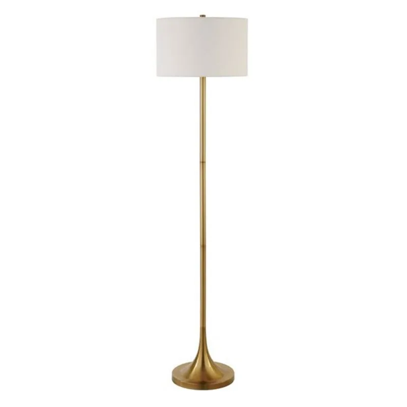 Hailey Home Josephine 62-in H Brass Floor Lamp w/ White Fabric Shade