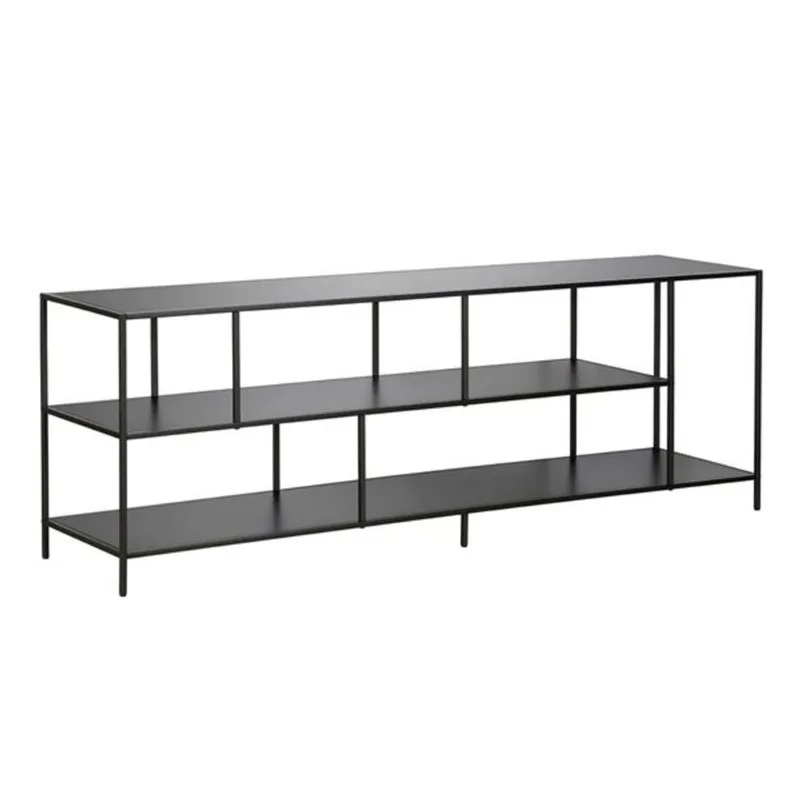 Hailey Home Winthrop 70-in W Blackened Bronze Metal Modern TV Stand w/ Metal Shelves for TV's up to 75-in