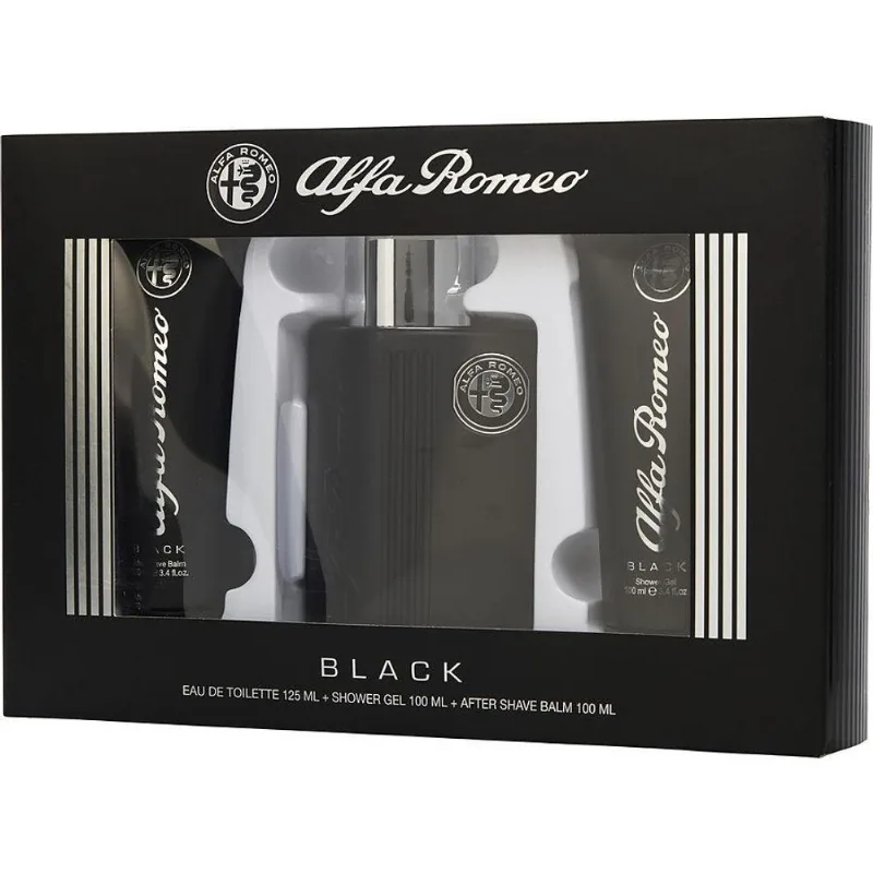 Perfume Masculino Alfa Romeo Black Edt Spray 125 Ml&amp;pós-barba Balm 100 Gel De Banho