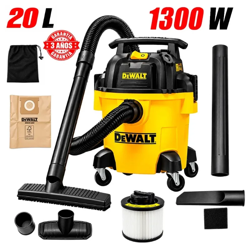 Aspiradora Industrial de Polvo y Agua Dewalt DXV20P-B2 1300W 20 Litros
