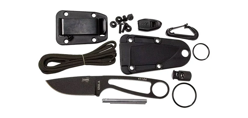 Couteau à lame fixe ESEE Kit et couteau Izula acier Carbone lame 62 mm Noir