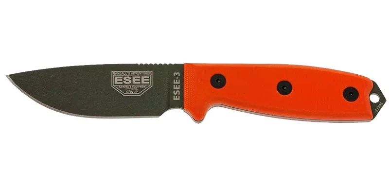 Couteau à lame fixe ESEE ESEE-3 E3POD acier Carbone lame 88 mm lame drop point Orange