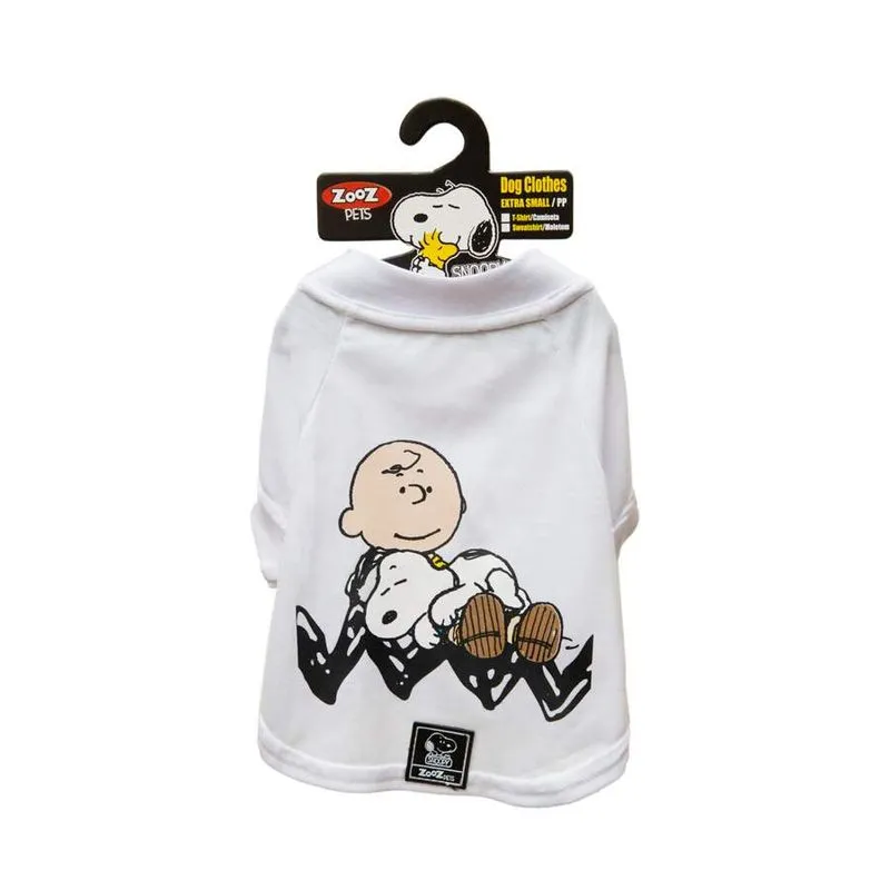 Camiseta Snoopy Charlie Zooz Pets para Cães Sleep Branca - Tamanho GG