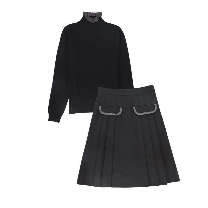 BAMBOO BLACK POCKET PLEATED SKIRT SET [FINAL SALE] 10 / 16