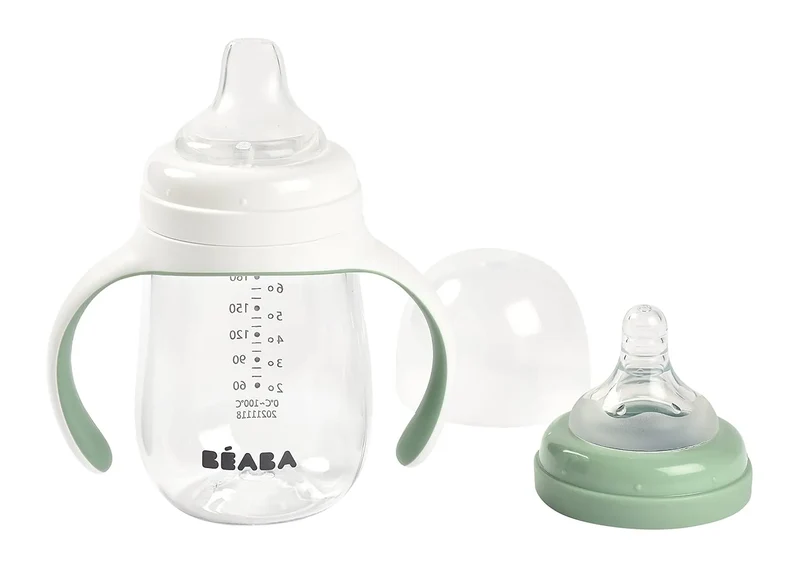 2-in-1 Baby Bottle to Transition Sippy Cup - Sage Open Box