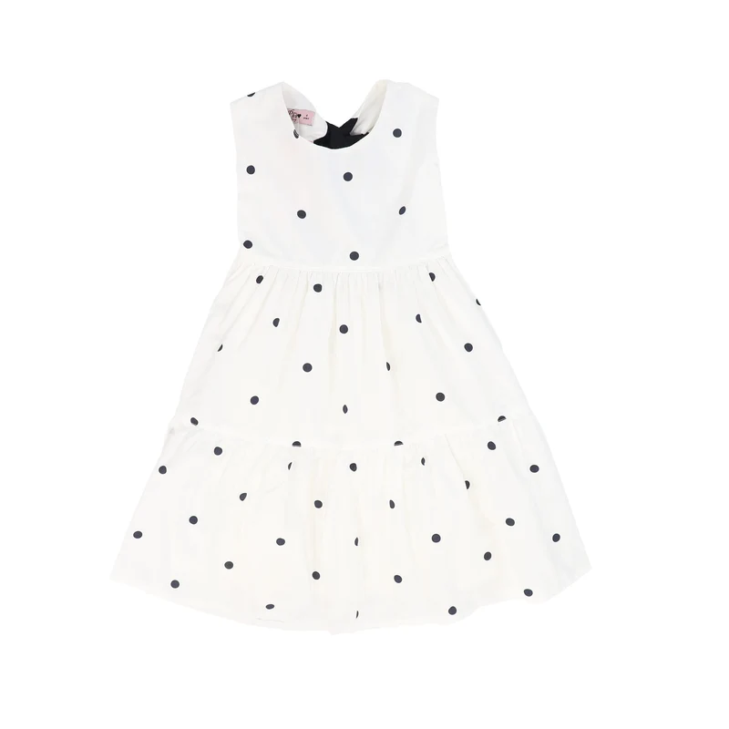 PHI IVORY/BLACK DOTTED BOW DRESS [FINAL SALE] 7-8